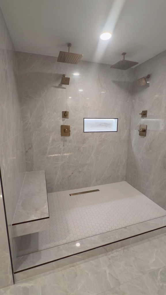Full-Height Walk-In Double Rainfall Shower