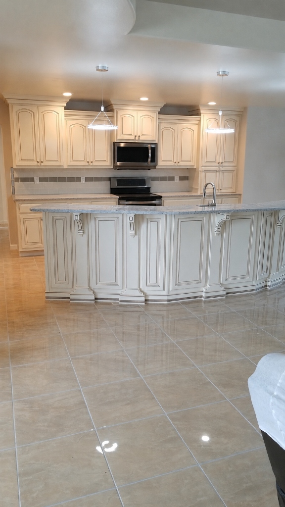 Traditional Antique Glaze Custom Cabinet Suite