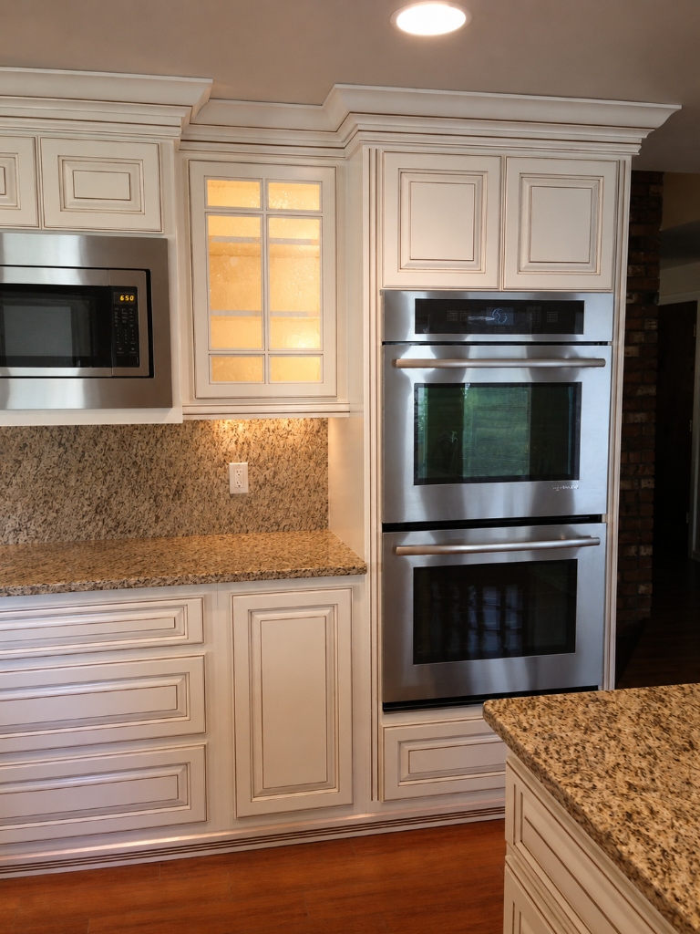 Architectural Crown-Molded Cabinetry Suite with Double Wall Oven