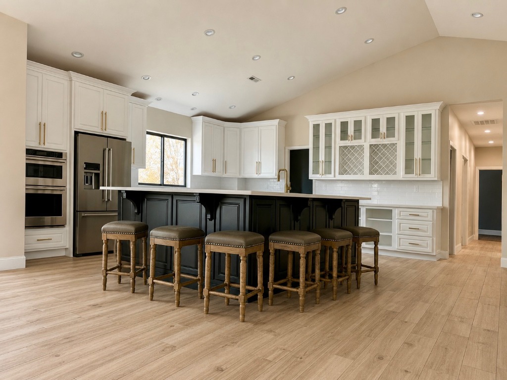 Open Concept Chef's Kitchen with Contrasting Island