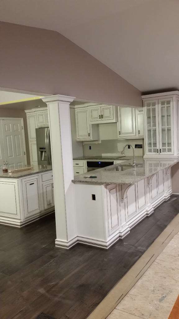 Custom Antique Glazed Kitchen with Architectural Column