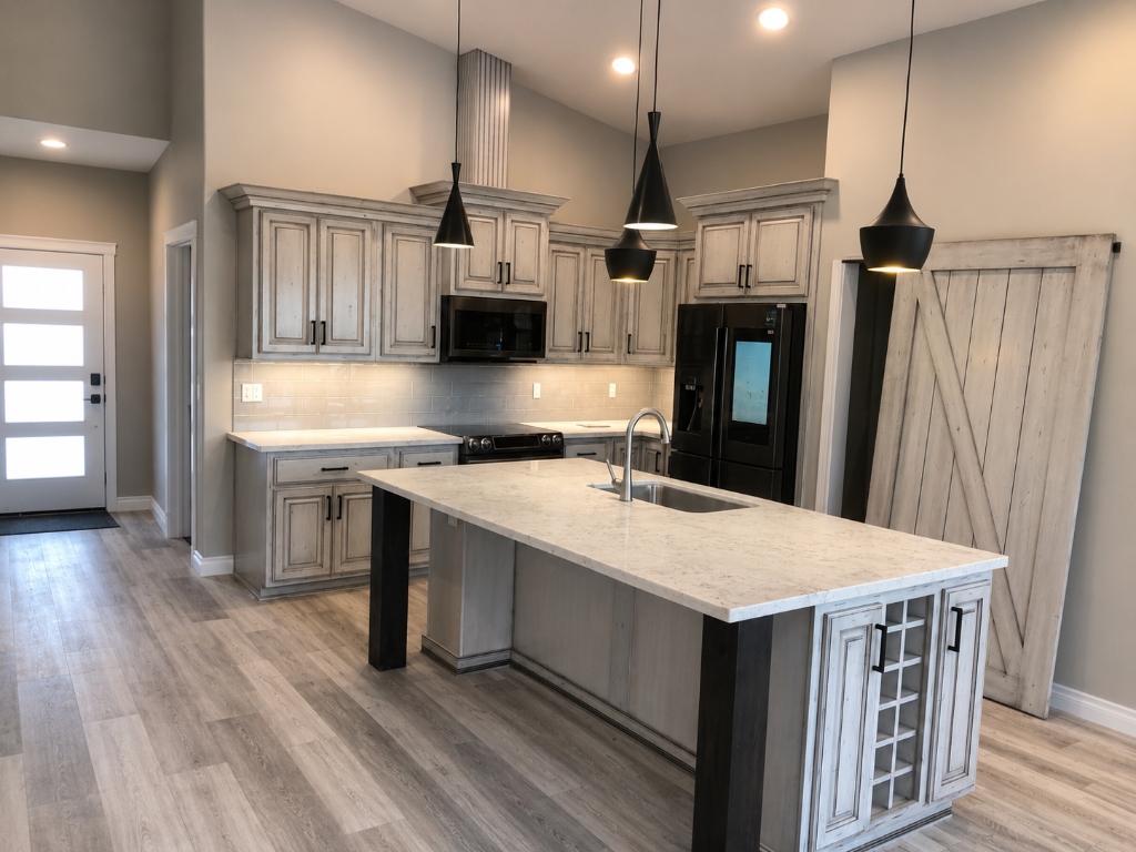 Modern Rustic Kitchen Remodel with Wine Rack Island