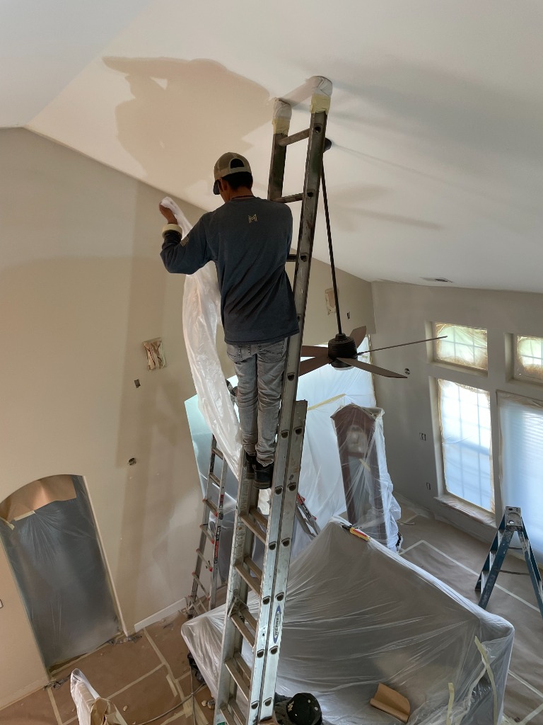 2-Story Vaulted Ceiling Masking and Surface Protection